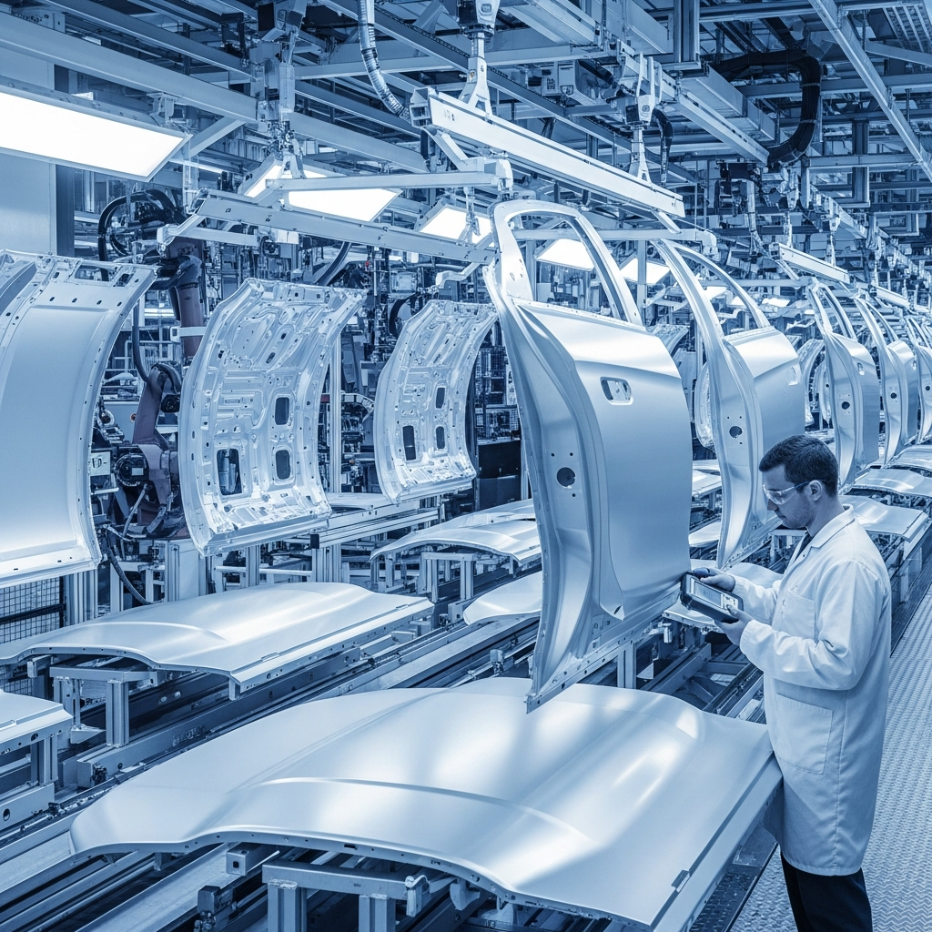 Aluminum body panels automotive production quality inspection